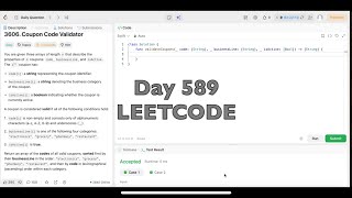 Day 589: LeetCode Problem 3606. Coupon Code Validator - Swift