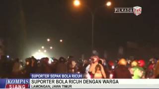 Bonek dan Warga Lamongan Saling Lempar Batu