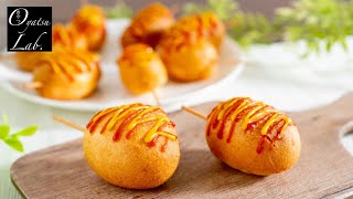 子どものおやつに！ミニチーズアメリカンドッグの作り方【ホットケーキミックス使用】 / Mini Corn Dog Recipe | Oyatsu Lab.