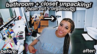 unpacking + organizing my *very messy* bathroom & closet! HUGE clean out | Azlia Williams