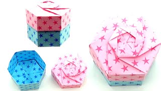 Origami Hexagonal Gift Box - Origami Hexagon Box - Paper Hexagon Box - Hexagon Origami Box # 2
