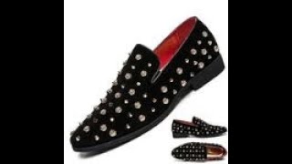 ADROIT FASHION Gold Spiked Loafers