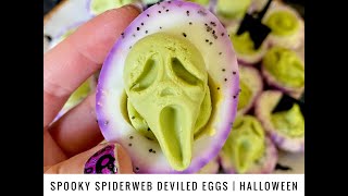 🇺🇸Spooky Spiderweb Deviled Eggs | Halloween🕷️ 🇫🇷 Oeufs Mimosas | Recette Halloween💖