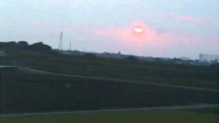 ひかり524号からの夕陽　2010_0920