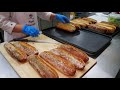 process of making delicious ham and cheese baguette sandwiches only i know korean street food