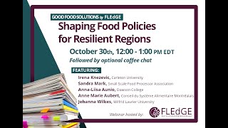 Shaping Food Policies for Resilient Regions Webinar