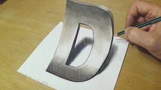 How to Draw 3D Letter - Trick Art Drawing - Anamorphic Illusion