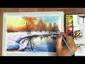 tranquil winter sunset nature s palette of warmth amidst the chill watercolour painting