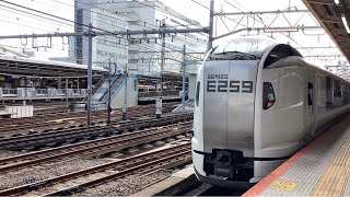 特急成田エクスプレス22号大船行きE259系2022MNe001と横浜線快速八王子行きE233系4417KH001、特別快速小田原行きE231系4831YU534+E233系U233！【戸塚〜横浜駅】