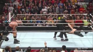BrockLesnar Attacks Seth Rollins Bigshow and kane The Beast is unleast