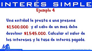 Interés simple | Ejemplo 4