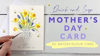 Quick and Easy Watercolour Mothers Day Card