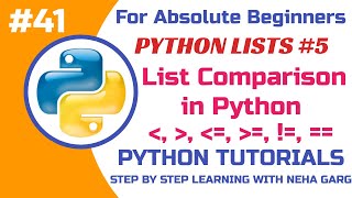 Python List Comparison | Using Relational Operators with Lists | Class 11 & 12 CS #python #trending