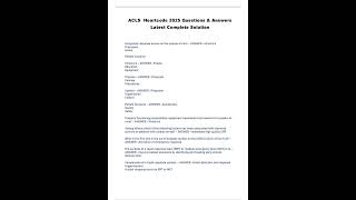 Acls Heartcode 2025 Questions Answers Latest Complete Solution