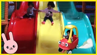 INDOOR PLAYGROUND FUN FOR KIDS | HUGE RAINBOW SLIDES | Indoor Trampoline Park