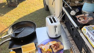 Cooking breakfast on induction while camping (battery not fully charged)