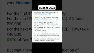 Budge 2025 #budget2025 #budget #nirmalasitharaman #finance #tax #itr #incometax #newregime #2025