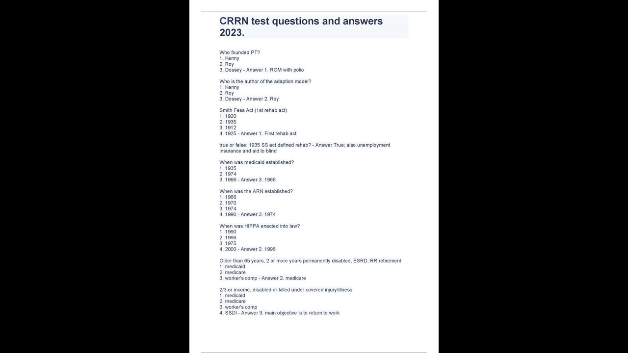 CRRN Test Questions And Answers 2023 Pdf - YouTube