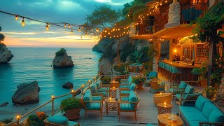 Relaxing Jazz Instrumental Music at Seaside Cafe Ambience | Positive Morning Jazz & Ocean Sounds