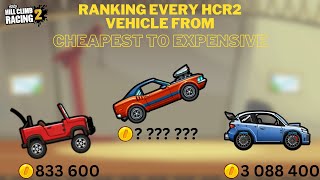 Ranking Every HCR2 Vehicle From Cheapest To Expensive | Hill Climb Racing 2 | Kartik HCR2