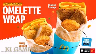 NEW MCD McDonalds Malaysia Omelette Wrap with Hash Browns Roti Canai Vibe