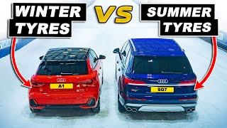 2WD Winter tyres vs AWD Summer tyres: SNOW DRAG RACE