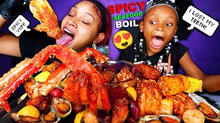 2X SPICY KING CRAB SEAFOOD BOIL MUKBANG WITH MY DAUGHTER LAYLA 먹방 | QUEEN BEAST