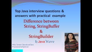 Difference between String, StringBuffer and StringBuilder class in Java|Core Java Interview question
