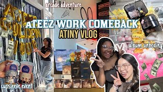 Atiny Vlog🏴‍☠️ | Ateez Work Comeback Popup, Cupsleeve Event, Golden Hour Album Unboxing, Arcade game