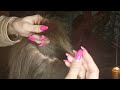 asmr trichologist examination of the scalp sorting and combing hair head massage quiet whisper