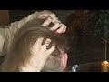 asmr trichologist examination of the scalp sorting and combing hair head massage quiet whisper