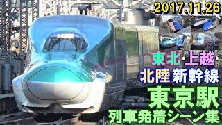 【車種が豊富で飽きない!】東北･上越･北陸新幹線 東京駅 列車発着シーン集 2017.11.26