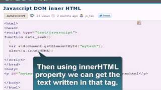JAVASCRIPT Tutoriral : Javascript DOM inner HTML
