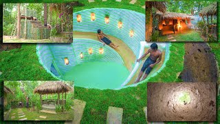 100days Building Bamboo Villa and Underground Water Park in Jungle by Ancient Skills