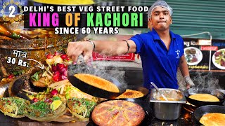 The ULTIMATE VEG Street Food of Delhi! 60 Years-Old KACHORI KING & KB Chaat Ke Moonglet!! Ep 2