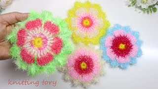 꽃수세미뜨기/Crochet flower dish scrubby 양면 수세미뜨기, 코스모스 수세미뜨기