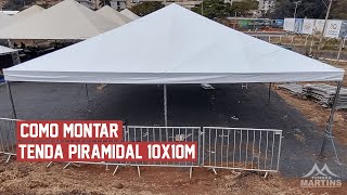 Como montar uma Tenda Piramidal 10x10m em 5 minutos