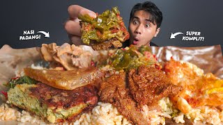 PARAH!! ASMR MUKBANG NASI PADANG JUMBO KOMPLIT + SAMBAL MERAH \u0026 IJO!! GAADA OBAT!!🥵