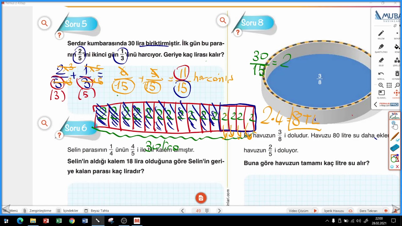 6.Sınıf Matematik-Kesir Problemleri 1 - YouTube