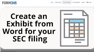 How to Create an Exhibit for an SEC filing from Word