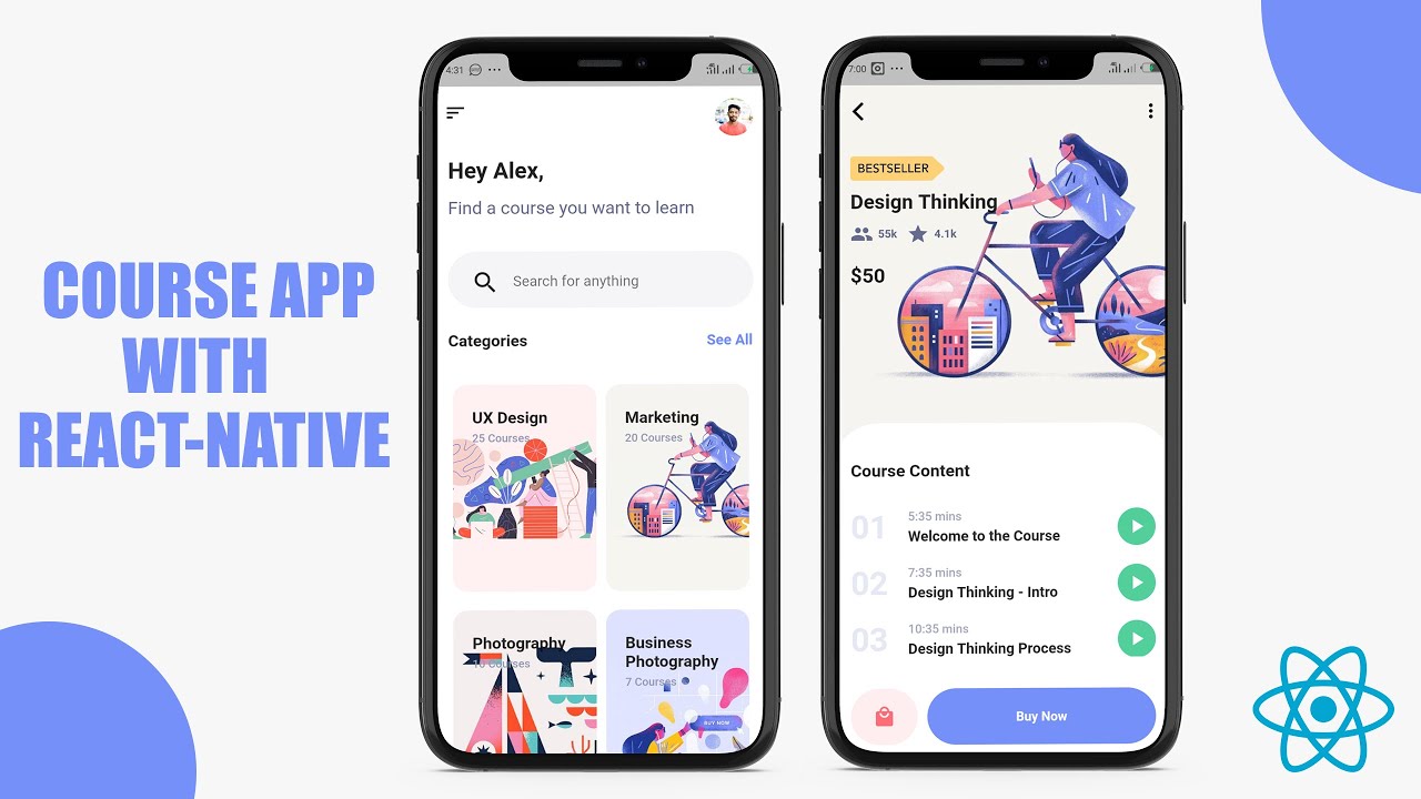 COURSE APP UI USING REACT NATIVE