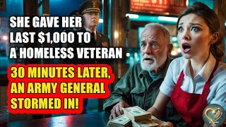 She Gave Her Last $1,000 to a Homeless Veteran—30 Minutes Later, an Army General Stormed In!