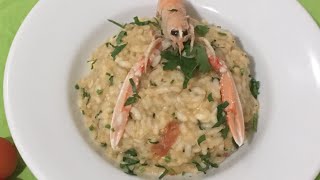 سلسلة الأطباق#الإيطالية# ريزوطو ب سكامپي ولا أروعrisotto con gli scampi  🍤 🍤