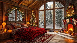 Beautyful Snowy Christmas Vibes 🎄 Relaxing Jazz Instrumental Music in Cozy Bed Room to Relax, Sleep.