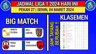 Jadwal Liga 1 Hari ini Barito Putera Vs Bali United hari ini, Persis Vs PSM Makassar hari ini