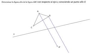 Dibujo de figura afín conociendo eje y punto afín. Dibujo técnico. Transformaciones geométricas.