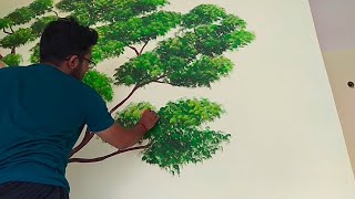 How To Make Beautiful Tree wall painting