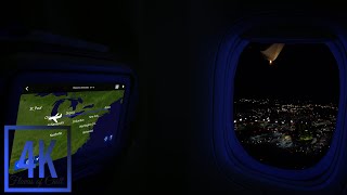 Night Flight Ambience with in-flight Map | Takeoff & Landing | Cabin Lights Control | Sleep, Reading