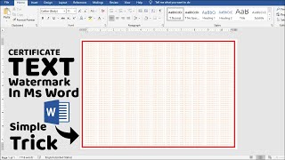 How to make Certificate Text Watermark in Microsoft Office Word Tutorial || Simple Trick