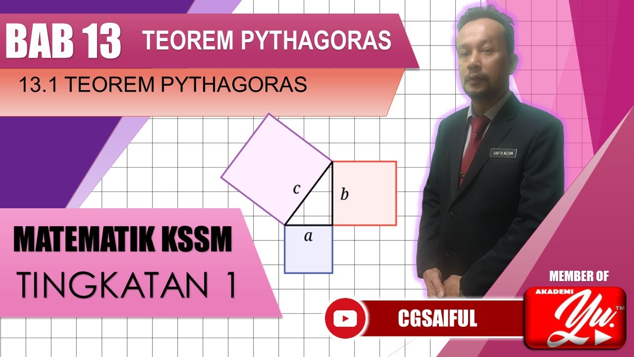 13 1 TEOREM PYTHAGORAS #MATEMATIK KSSM #TINGKATAN 1 #AkademiYoutuber # ...